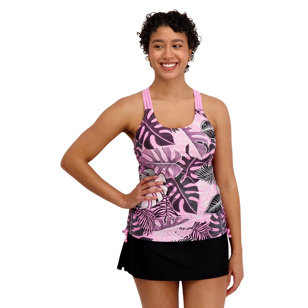 ZeroXposur Womens 2 Piece Fashion Tankini Swim Skort Set Pink L NWT